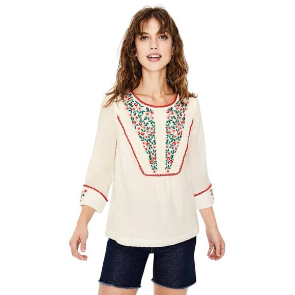 Boden Embroidered White Kelsey Floral Embroidered Tunic Top Size 8 - Picture 1 of 16